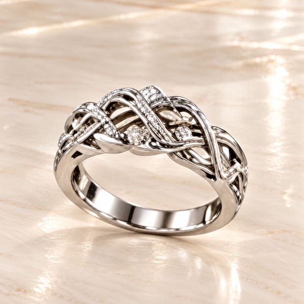 Woven Braid silver ring