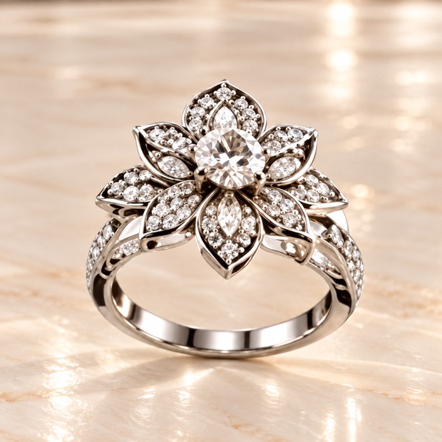 Lotus Bloom silver ring